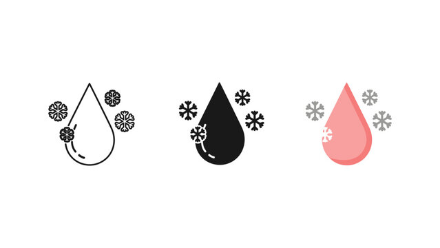 Water drop and snowflake icon set with snowflake temperature forecast meteorology environment
