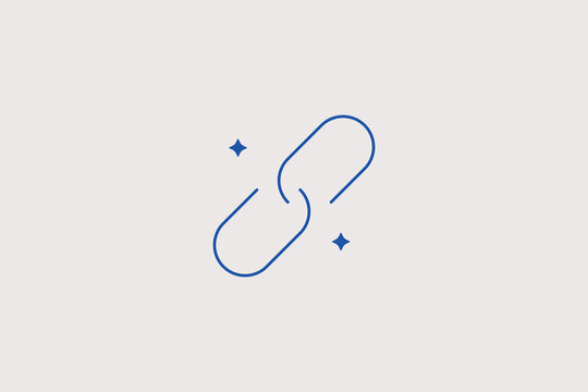 Two diagonal interlocking chain links line icon for link building seo service, digital partnership network. Helpful vector illustration for hyperlink connectivity.