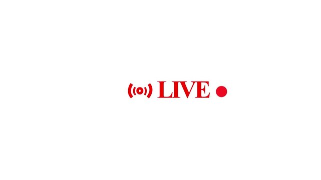 Live on air motion graphics animation red button live streaming broadcast icon  on a white background. 4k