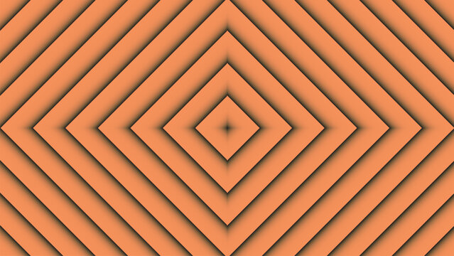 Abstract orange geometric background featuring concentric 3D diamond layers with shadow depth