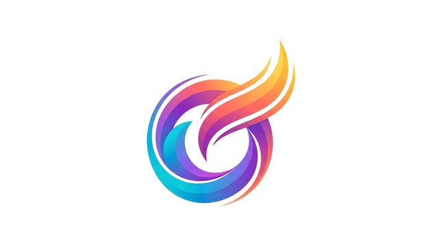 Circular flame swirl logo combining turquoise, purple and golden gradients, where a looping ring transforms into a rising winged flame, symbolizing renewal, momentum and vibrant energy for startups, e