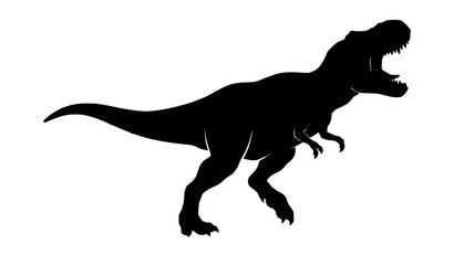 Roaring Tyrannosaurus Rex Dinosaur Action Pose Silhouette Vector © Ahnaf