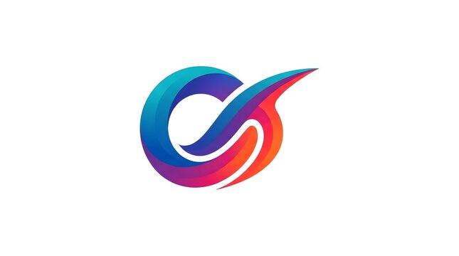 Bold circular swoosh logo with layered teal, purple and orange gradients forming an energetic forward stroke, symbolizing speed, reliability and progress for logistics, finance, sports or high‑perform