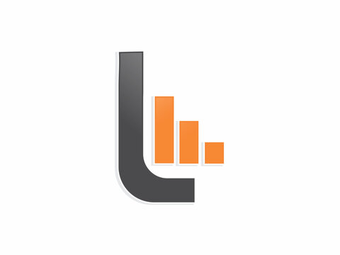 Letter L Logo with Growth Bar Chart Vector Template for Financial Business and Accounting Company
