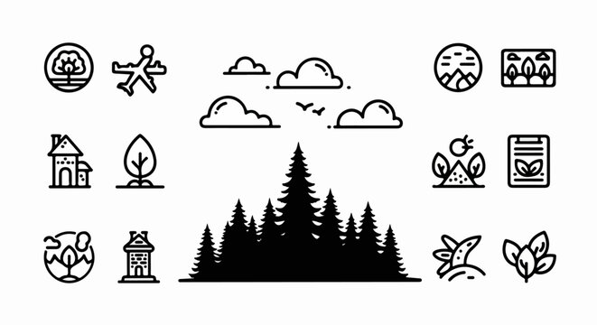 Black Forest Icon Set Illustration.