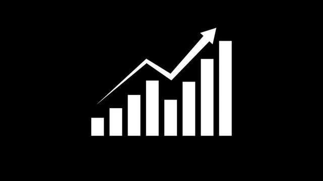 Statistics bars columns growth, arrow up.Interactive bar chart demonstrates modern financial forecasting variables. Economic growth concept using interactive bar chart.