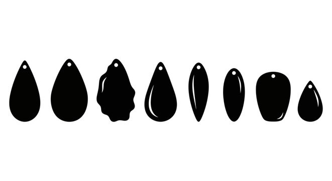 Black nail polish, nail art, teardrop shapes, beauty icons, manicure, pedicure, vector set