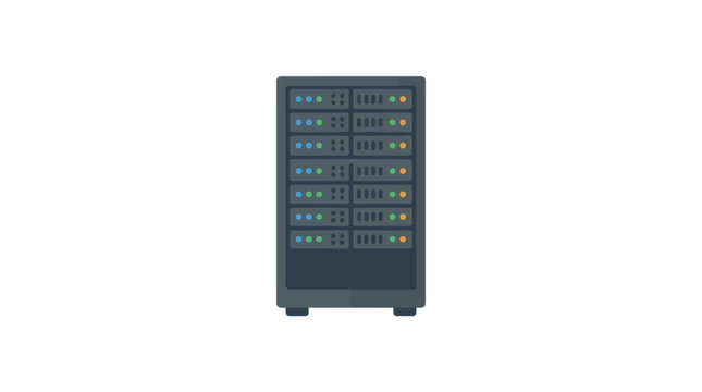 A large computer server with colorful indicator lights on the front