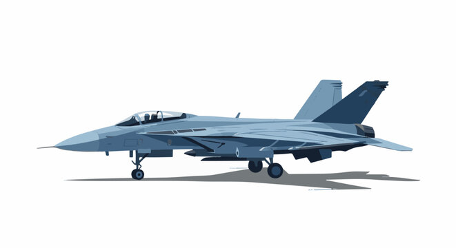 A large military jet with two engines on a white background