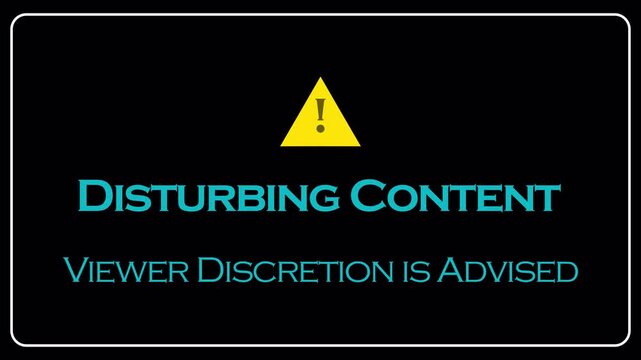 Warning. Disturbing Content, Viewer Discretion is Advised Animated Sign animation in 4k animation with alpha channel  on transparent background Warning. Disturbing Content, animation 