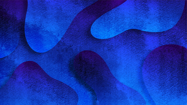 Abstract organic liquid fluid blue blob shapes textured background