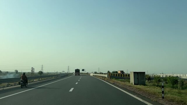 Delhi Amritsar Katra Expressway Drone View Showing Modern Greenfield Highway Infrastructure, High-Speed Road Network, and North India Connectivity