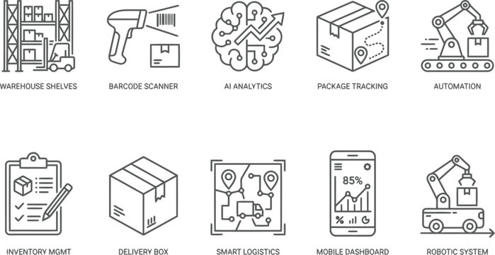 Logistics and supply chain icons
