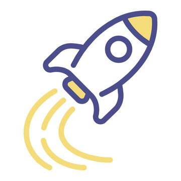 Colorful rocket ship icon with motion lines