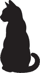 Black cat silhouette, feline icon, sitting cat, animal vector © Vector Hause
