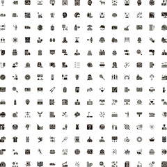 Fototapeta premium Large set of versatile monochrome silhouette icons for business, finance, tech, health, communication and education, ideal for web, app and interface design projects