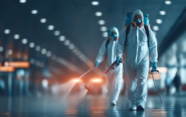 Fototapeta premium Cleaning Protocol for Contaminated Spaces in Professional Environment