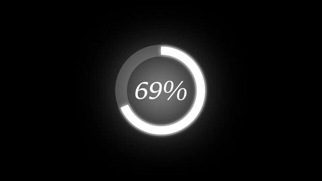 4k Abstract pie chart with 70 percent progress bar animation on .black background 