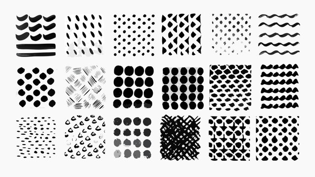 Collection Of Twelve Black Ink Brush Stroke Patterns On A White Background abstract brushstrokes