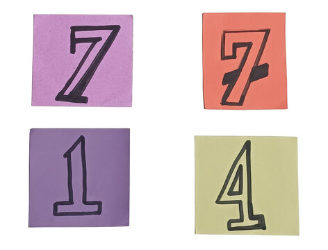 Colorful number seven and seven segment display icons