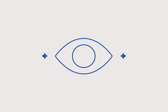Human eye outline line icon for vision focus app, photography preview mode, optical clinic website. Minimalist vector illustration for digital viewing services.