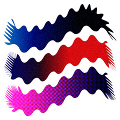 Fototapeta premium Abstract wavy shapes with gradient textures and halftone patterns