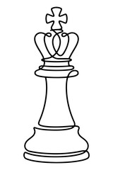 Fototapeta premium Simple outline illustration of a chess piece king, strategic leadership icon, hand drawn outline vector illustration.