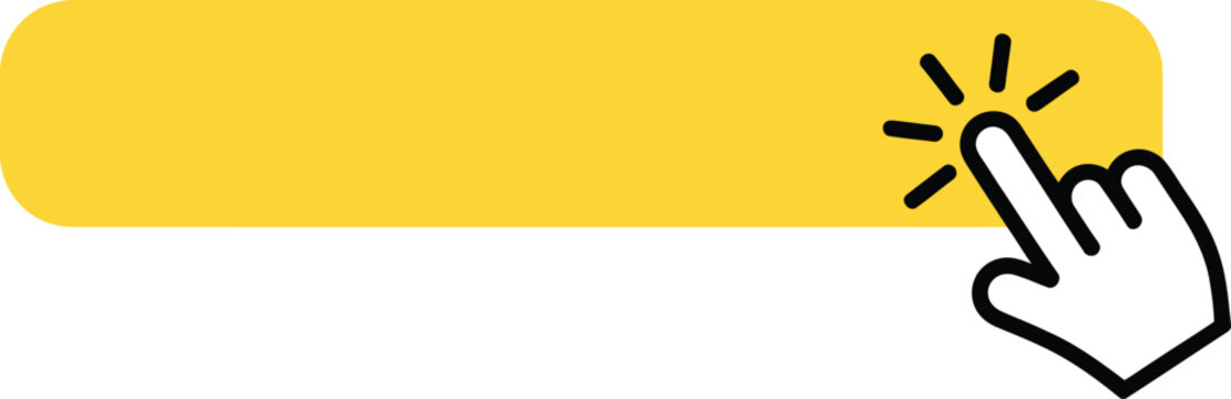 Yellow rounded rectangle with black cursor hand clicking on the right side