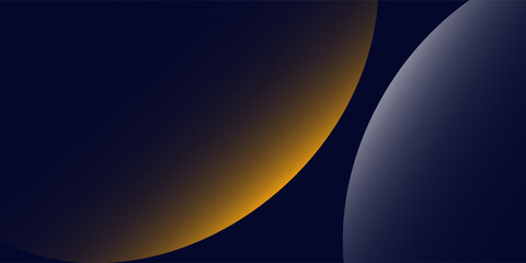 Navy blue abstract background with halftone golden lines delicate pattern. Small light spot box. Curve line, cosmic galaxy space. Festive BG for social media, birthday party invitation. © Aril