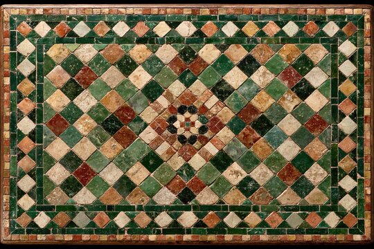 Moroccan Zellige table surface with geometric tile pattern