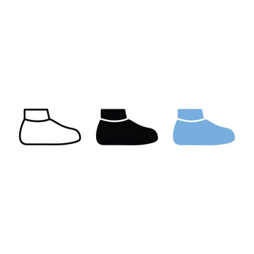 Baby bootie icon set in three variations of line solid and modern flat vector illustration with footwear clothing illustration parenting isolated