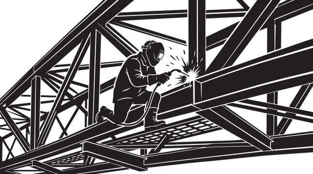 Professional Welder Worker Silhouette Set Industrial Welding Construction Vector Collection