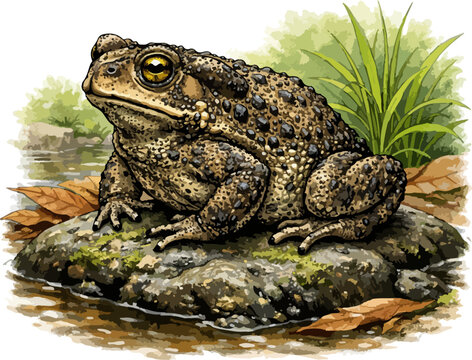 Bufo melanostictus illustration art