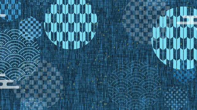 Japanese Traditional Patterned Blue Texture 4K