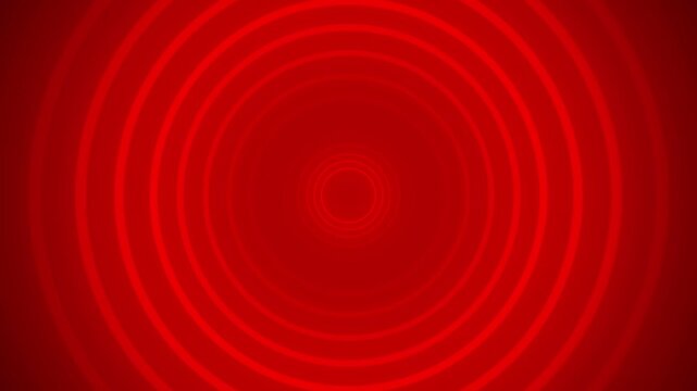 Abstract red concentric circles motion background, pulsing radial waves loop