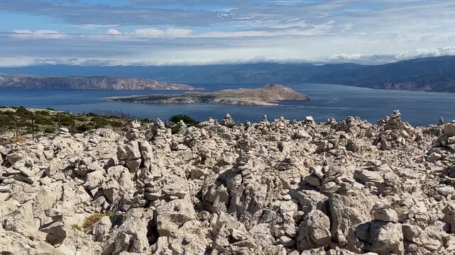Panoramic view of islands and mainland from highest peak of Rab island