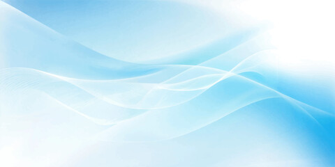 Naklejka premium Abstract flowing light blue waves create a serene and ethereal atmosphere, evoking a sense of calm and clarity.