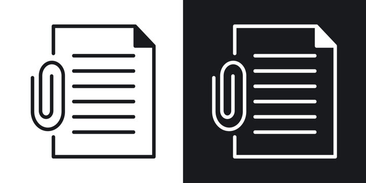 Attach document icons in solid black and white collection