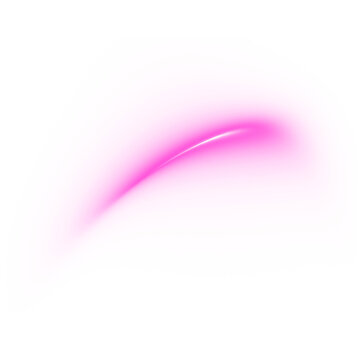 Glowing Pink Light Streak Curve Arc Neon Gradient Abstract Energy Wave Motion Effect on Transparent Background for Overlay Design
