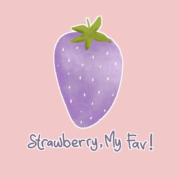 Ilustrasi strawberry, my fav! with pink background