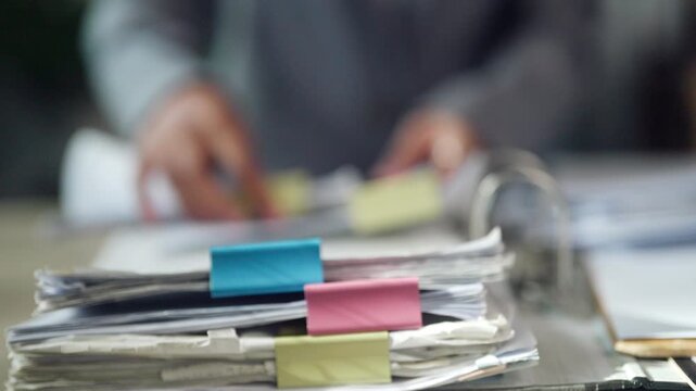 Office Documents with Colorful Binder Clips