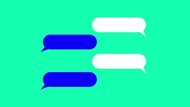 Animated chat bubbles messaging interface on green screen background, for social media, communication