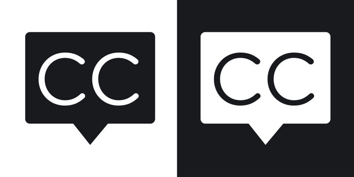 Closed caption icons in solid black and white collection