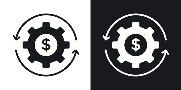 Costs optimization icons in solid black and white collection