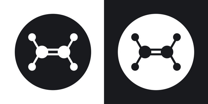 Ethylene molecule icons in solid black and white collection