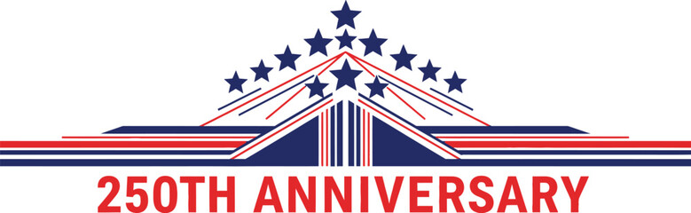 Obraz premium Anniversary banner design features a geometric star structure with layered national colors.