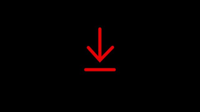 Red download animation on black background, minimalist ui interface for web and app