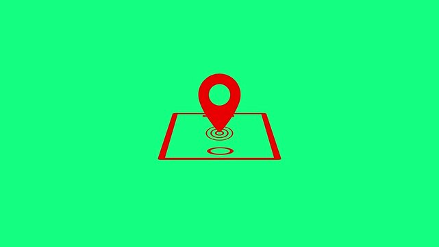 Red map pin location animation on green screen for navigation and gps concepts geolocation