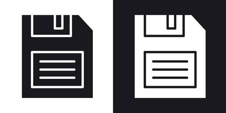 Floppy disk icons in solid black and white collection