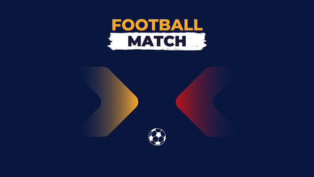 Football match dark blue background with abstract arrows and tiny soccer ball